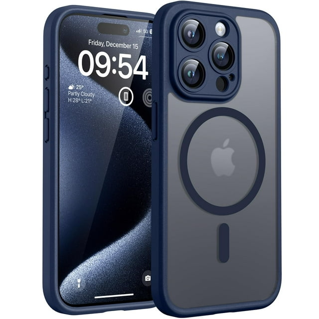 Funda magnética TOCOL para iPhone 15 Pro Max de 6.7 pulgadas, azul oscuro