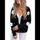 thumbnail image 2 of Cárdigan de Punto Acanalado para Mujer, Holgado, con Estampado Floral, Abotonado, de Punto Jacquard. Negro M, 2 of 10