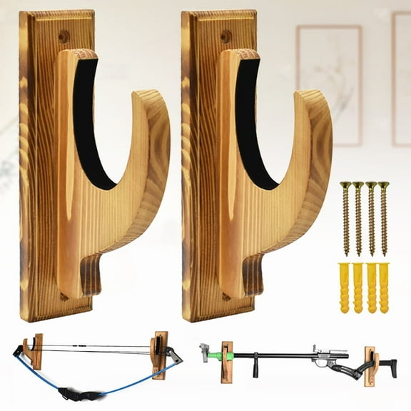Runzkzy 2Pcs Wooden Gun Wall Rack Storage Bow and Arrow Shotgun Hook Wall Bracket Storage Rack