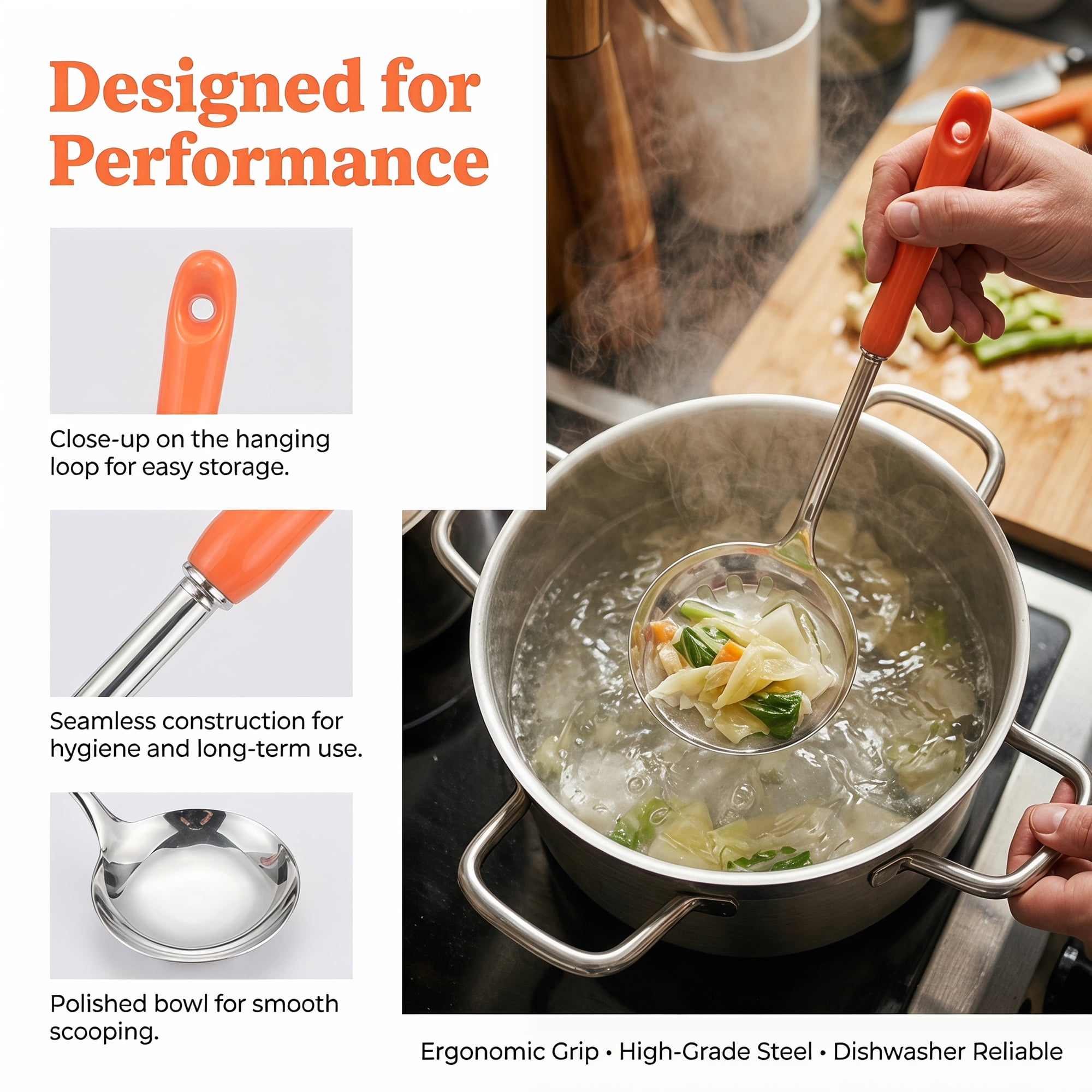 Unique Bargains Color-blocked Kitchen Utensil Set for Home Cooking Orange-Silver A 2pcs