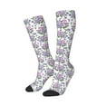thumbnail image 2 of Fotbe Violets Flowers print Women's Men's Novelty Crew Socks Cotton Socks Knee High Socks for Walking,Running,Nurses,Pregnancy, 2 of 9