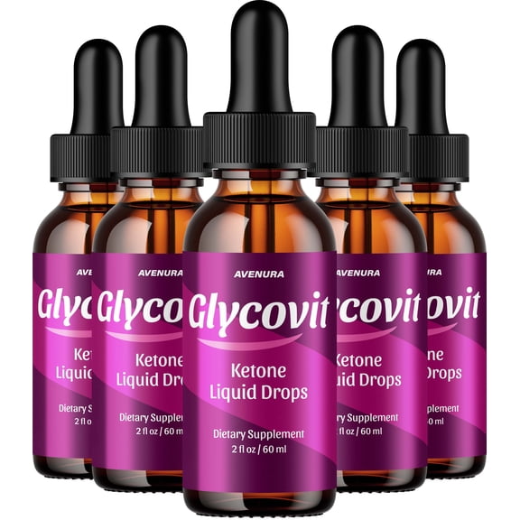 Glycovit Liquid Drops – Glyco Vit Drops Extra Strength Natural Blend Advanced Formula, 5 Pack, 5 Month Supply