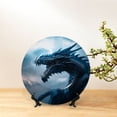 thumbnail image 5 of Honeii Blue Thunder Storm Dragon Print Elegant Bone China Decorative Plate, Porcelain Plate,Art Crafts,Ceramic Ornaments for Home Office Wall Decor-8in, 5 of 5