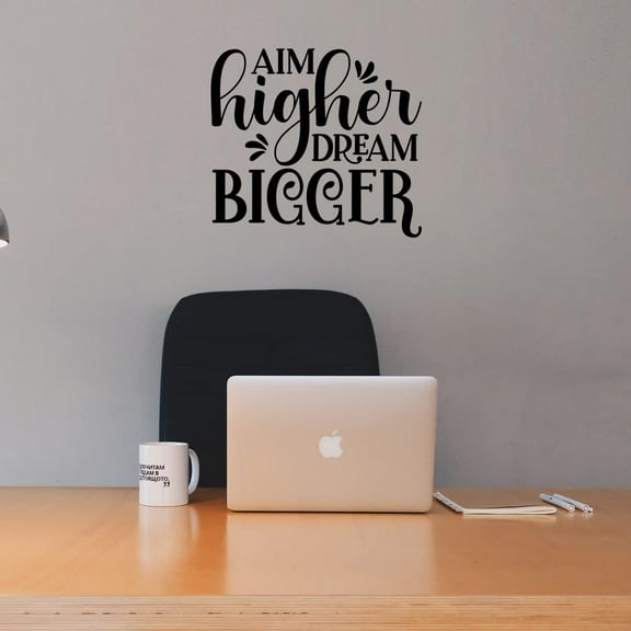 VWAQ Aim Higher Dream Bigger Vinyl Wall Art Decal Motivational Quote Saying
