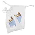 thumbnail image 2 of Cat Fabric Pouch Set of 2, Dog Kitty in the Bathtub Together Bubbles Shampooing Having Shower Fun Print, Small Drawstring Bag for Toiletries Masks and Favors, 9" x 6", Multicolor, by Ambesonne, 2 of 2