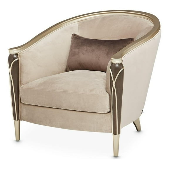 Michael Amini Villa Cherie Matching Velvet Chair in Porcini/Hazelnut Brown