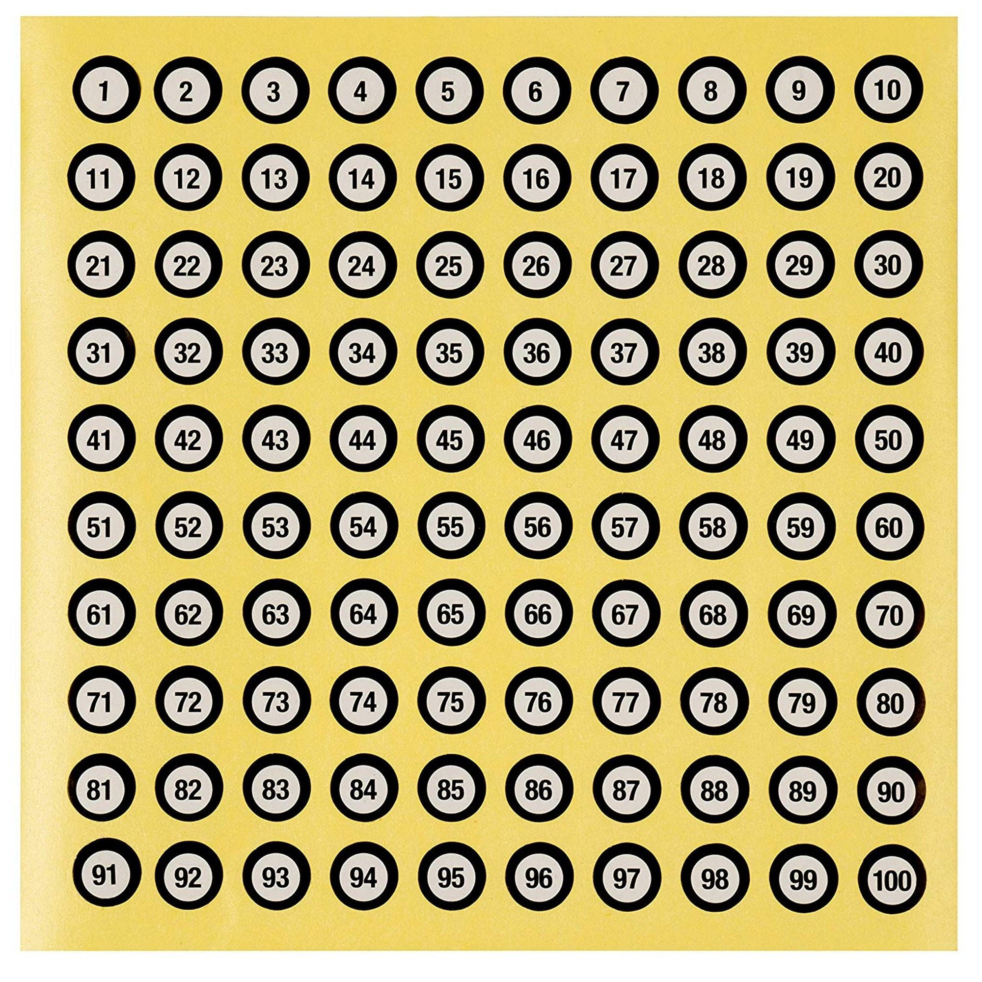 1 to 100 Self Adhesive 0.4/" Small Round Labels Number Stickers dealzEpic