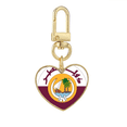 thumbnail image 1 of Qatar Asia National Emblem Gold Heart Keychain Metal Keyring Holder, 1 of 3