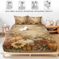 thumbnail image 5 of Twin Sze Fitted Sheet Set - Vintage Pumpkins Fall 2 Piece Bedding Sets 16" Deep Pocket Fitted Sheet with 1 Pillowcase, Thanksgiving Botanical Flowers Brushed Microfiber Hotel Luxury Bed Sheets, 5 of 9