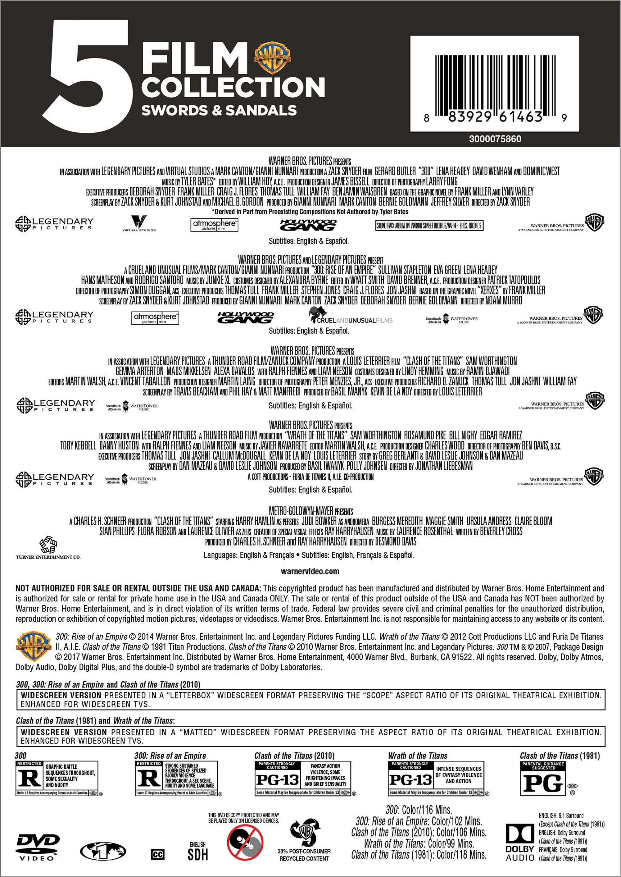 5 Film Collection: Swords & Sandals (DVD) - Walmart.com