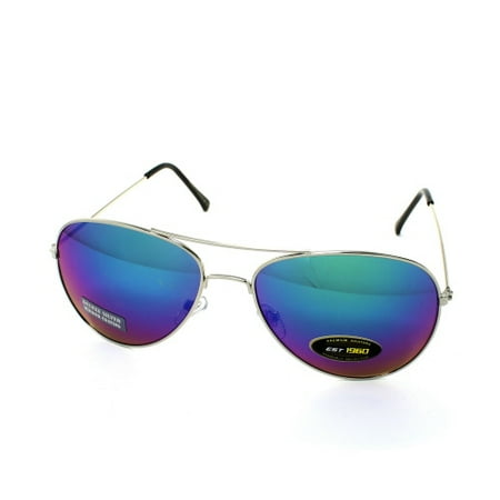 Khan 6 Pack Air Force Aviator Color Mirror Sunglasses Khan 6 Pack Air Force Aviator Color