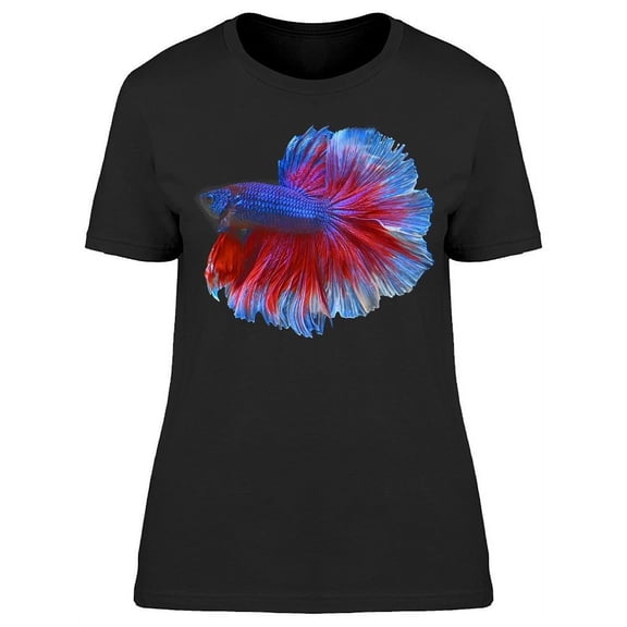 Halfoom Siamese Blue/Red Betta T-Shirt Women -Image by Shutterstock, Female Large