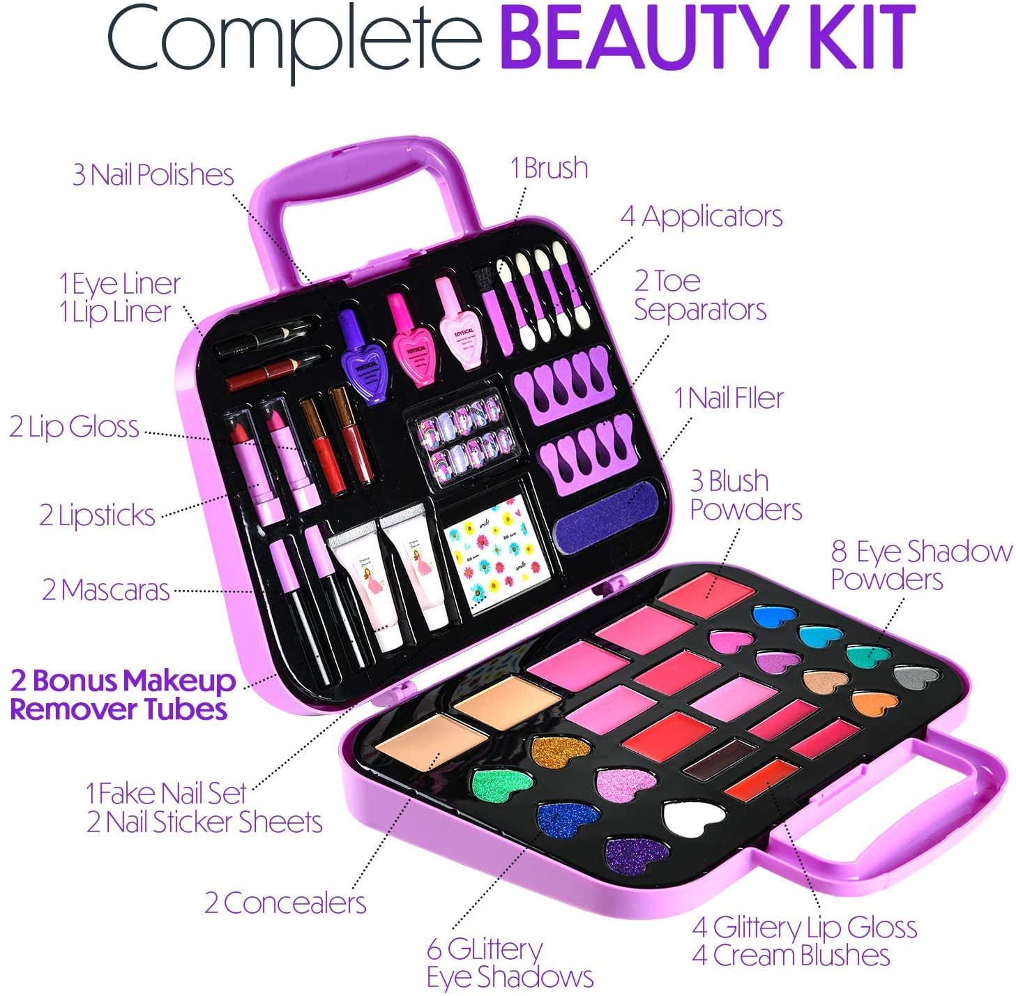 MOZOK Kids Makeup Kit for girl, Washable Pretend Dress Up Beauty Set Real  cosmetic case for Little girls, Safe & Non-Toxic Make Up Toy