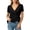 Black, variant on Ladies Surplice Wrap Front Tied Waist Tops Short Sleeve Textured Casual Blouses Breathable Soft Oversized Fitted Fashion Shirts Versatile Wear For Errands Vacation Home Working Daily Styling