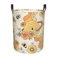 thumbnail image 2 of Uemuo Groovy Floral Pattern Circular Laundry Hamper Basket with handles,Collapsible laundry basket,Large capacity laundry hamper,Laundry Organizer-, 2 of 8