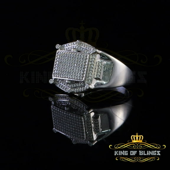 King of Bling's 1.30ct Iced Out White Cubic Zirconia Fashion Luxury Big Ring For Men's Size 12