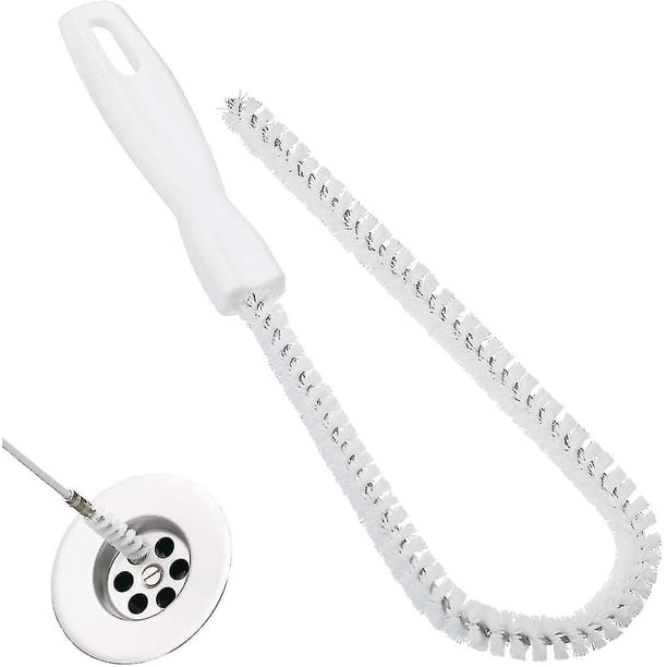 Cepillo de limpieza de drenaje reutilizable o desechable, herramienta de tubo largo flexible multiusos con diseño en ángulo para fregadero de cocina, bañera de baño y bloqueos de inodoro con cerdas