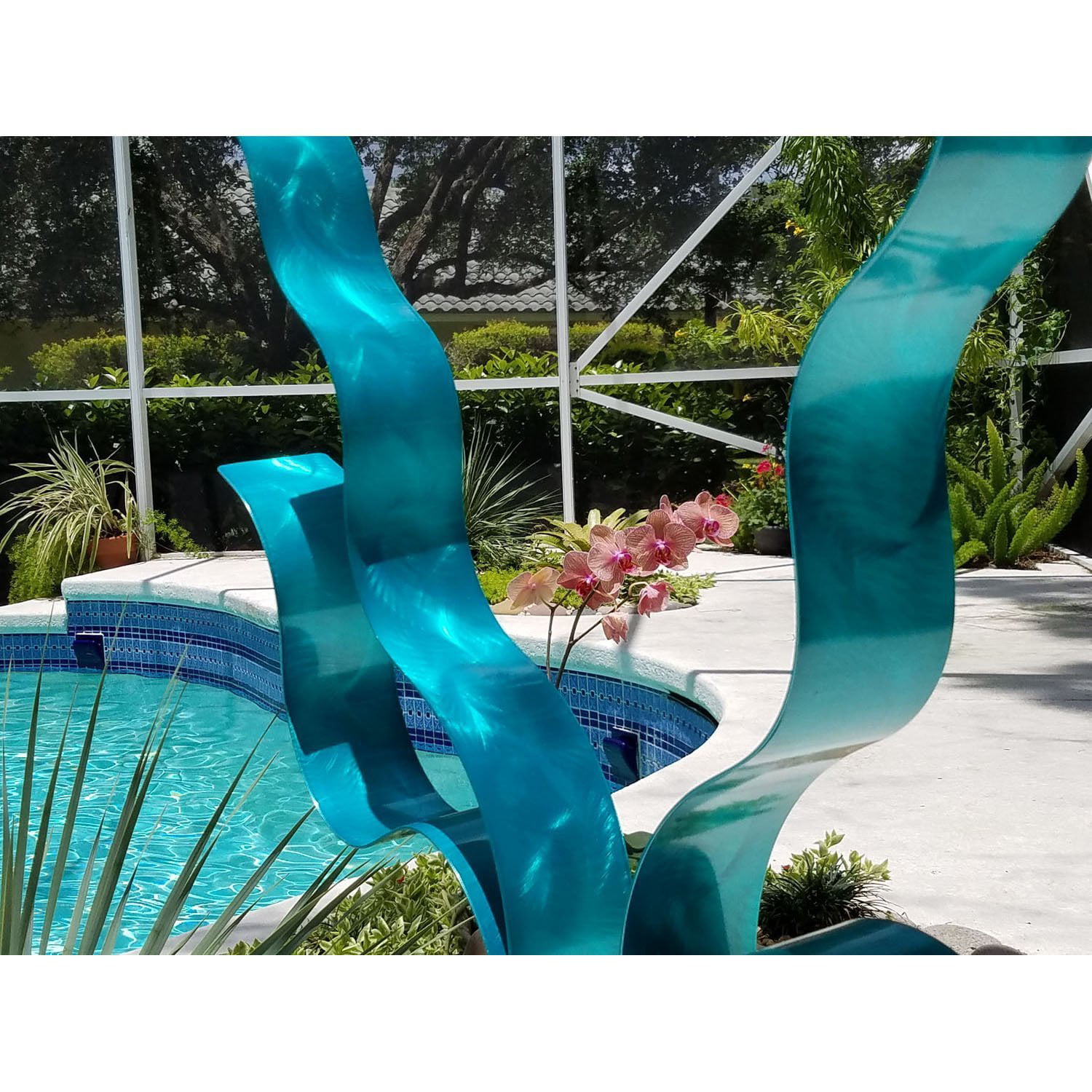 Statements2000 Abstract Metal Sculpture Aqua Blue Indoor Outdoor Yard Decor  by Jon Allen 
