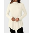 thumbnail image 4 of HongQid Womens Tunic Tops Mock Neck Long Sleeve Shirts Fall Sweaters Side Split High Low Hemline, 4 of 6