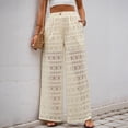 thumbnail image 2 of Summer casual trousers for women, high-waisted, loose-fitting, see-through lace wide-leg pants, 2 of 5