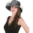 thumbnail image 2 of Organza Fascinator Hat - Women's Wide Brim Church Bridal Tea Party Wedding Hat, 2 of 4