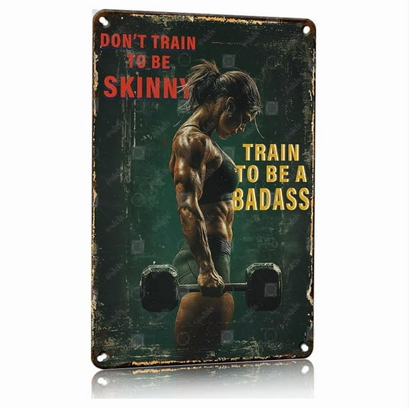 Funny Girl Fitness Motivational Metal Sign 8x12 Inch Aluminum Wall Art for Gym Home Office Decor Workout InspiratioPoster for WomeStrength Training Boxing Club Badass Quote