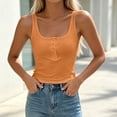 thumbnail image 2 of WRKEKC Casual Tank Tops for Women Crew Neck Button Front Ribbed Sleeveless Cami with Adjustable Straps and Versatile Styling, 2 of 5