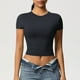 thumbnail image 1 of mfyjkho Tops Elegantes Para Mujer, Camiseta De Manga Corta Para Mujer, Informal, Ajustada, Para Pilates, Yoga, Running Y Fitness, Con Cuello Redondo Tops Para Hacer Ejercicio Para Mujer Xl, 1 of 8