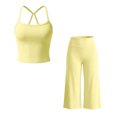 thumbnail image 5 of JFOPQVSM Workout Sets for Women Two Piece Sports Bra Matching Wide Leg Capri Pants Gym Work Yoga Outfits, 5 of 9
