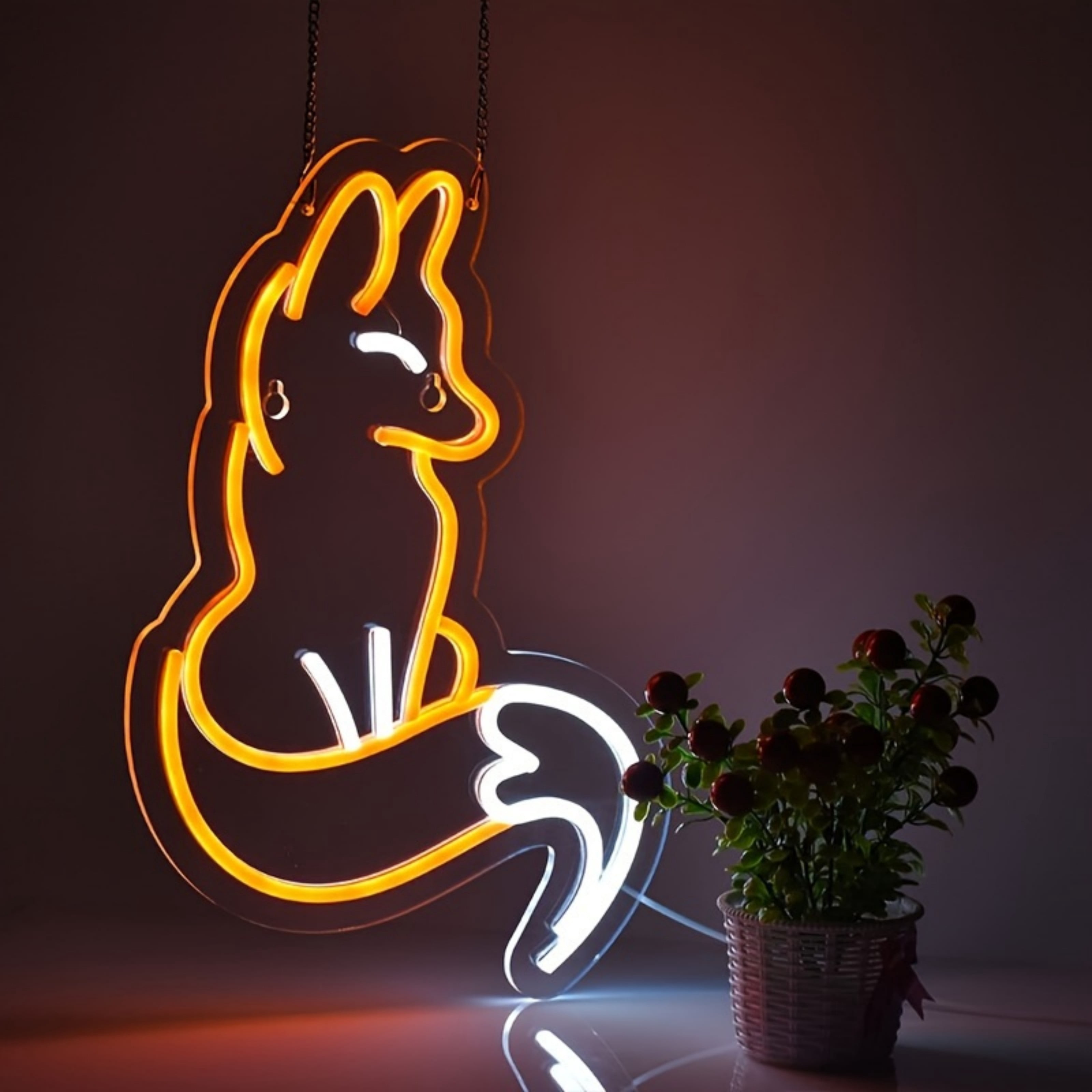 UPONRAY Fox Neon Signs, 11"*17" Dimmable & USB-Powered LED Neon Light, Stylish Wall Decor for Bedroom, Party, Game Room, Man Cave, Bar