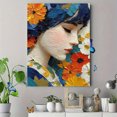 thumbnail image 4 of Abstract Floral Asian Woman Canvas Art, Colorful Textured Portrait Print, Unique Modern Living Room Wall Decor, 4 of 8
