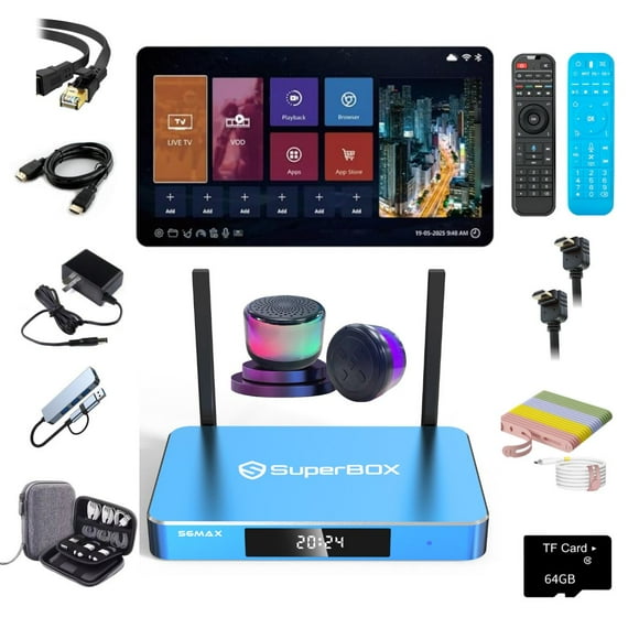 2025 Version, Super Box S6 Max Fully Loaded 6K Ultra HD with Voice Control,4GB RAM + 64GB ROM
