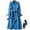 Blue, variant on Women's Double Breasted Long Trench Coat Belted Notch Lapel Overcoat Windproof Classic Outerwear