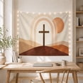thumbnail image 5 of Boho Sunset Hills with Latin Cross Atop Gently, Serene Boho for Boho Decor Lovers, Desert Sunset Wall Art, Graduation Gift, Tapestry Wall Hanging for Bedroom, Living Room and Dorm, 5 of 7