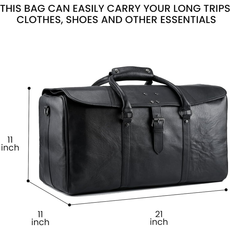 Leather trolley travel Duffel Bag for Men Women 21 inch Travel Sports