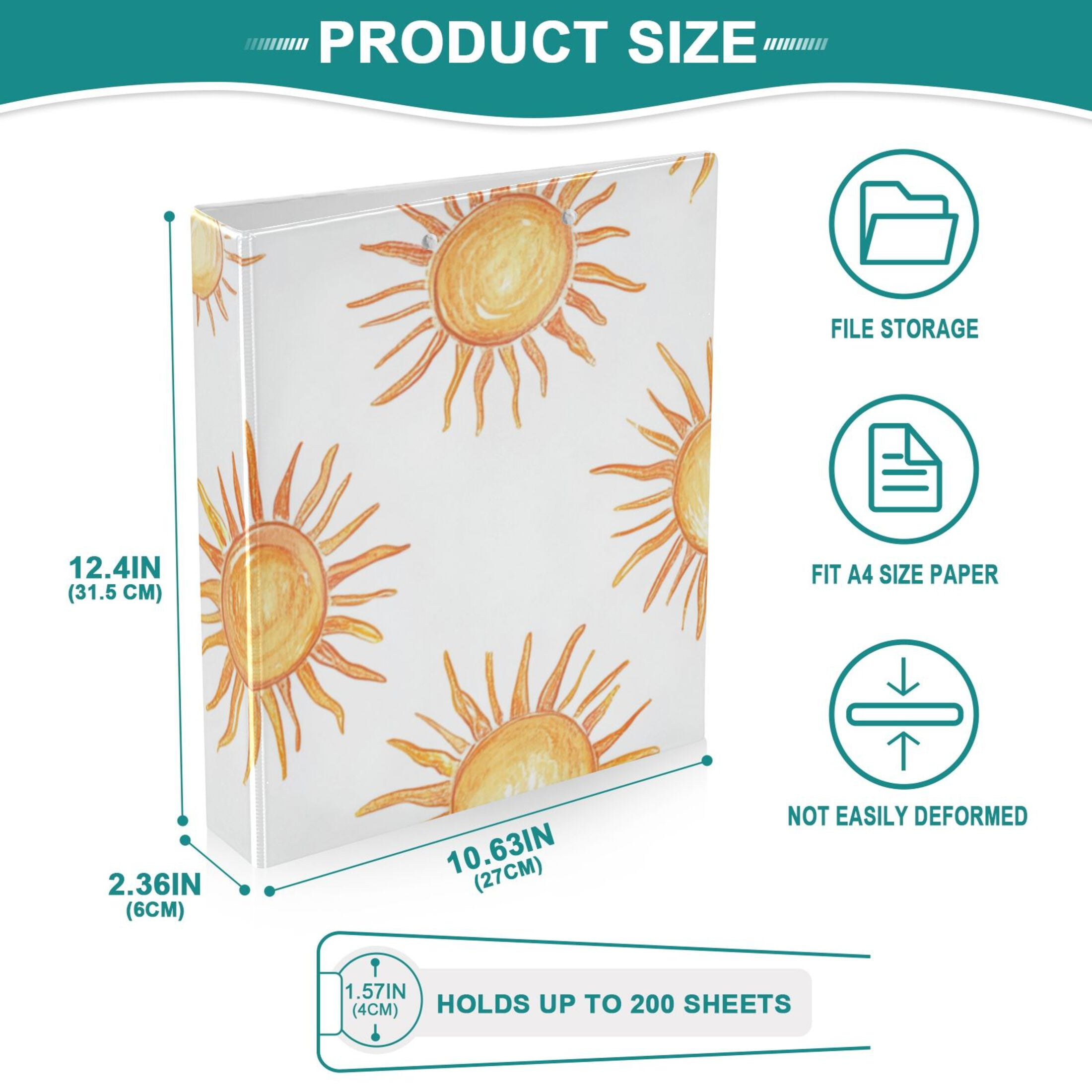 Suns Giraffe 3 Ring Binders 1.5 inch Hardcover File Folders with Interior Pockets A4 Size Organizer for School Office Hospital