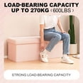 thumbnail image 5 of Storage Ottoman Bench Sherpa Foot Rest, Foldable Boucle Ottomans, Large Faux Teddy Fur Ottoman Storage Box Entryway Bench for Dorm, Pink, 43.3'' x 15'' x 15'', 5 of 16