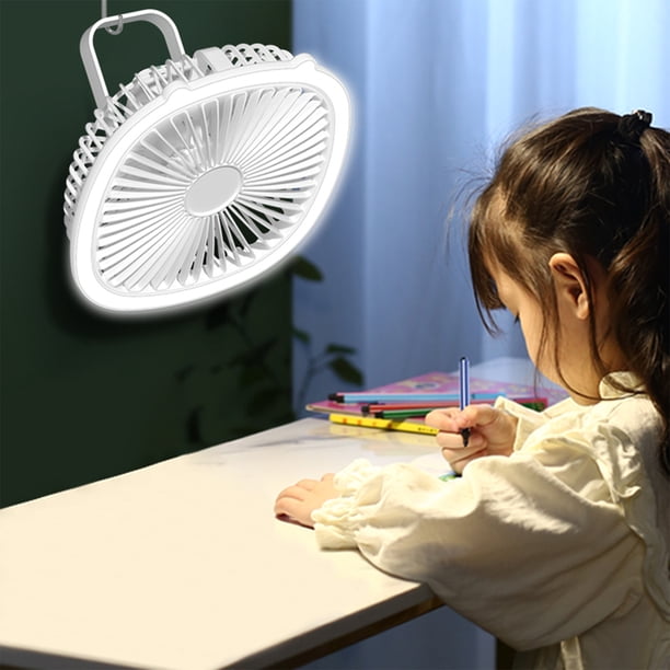 Ventilador de Techo Pequeño Recargable Por Usb, Portátil, Regulable, para Exteriores E Interiores, para Colgar, de Escritorio, de Noche, Multifunción
