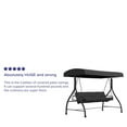 thumbnail image 5 of BizChair 3-Seat Outdoor Steel Converting Patio Swing Canopy Hammock with Cushions / Outdoor Swing Bed (Black), 5 of 15
