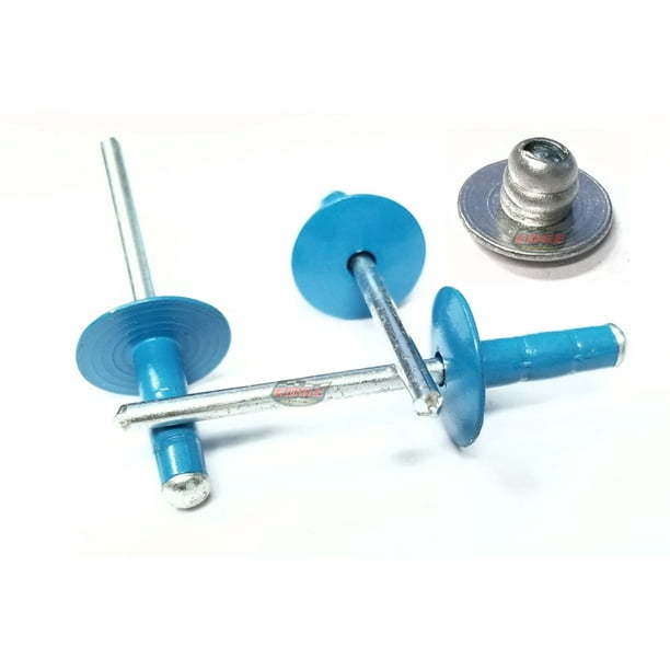 Pepsi Blue 3/16" Pop Rivet Large Head Aluminum Steel Mandrel Multi Grip
