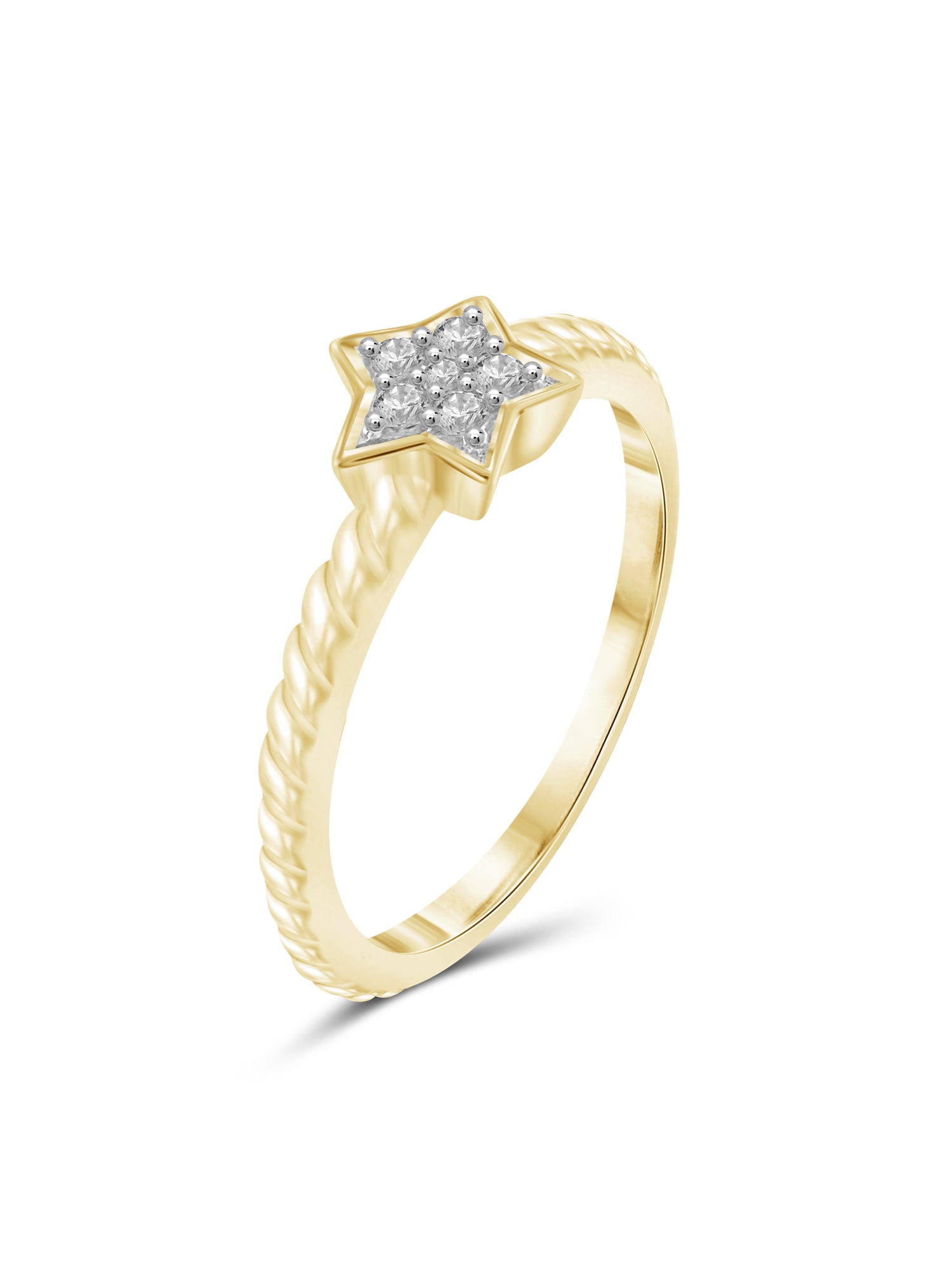 White Diamond Accent 14k Gold Over Silver Star Stackable Ring