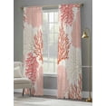 thumbnail image 4 of Coastal Ocean Coral Sheer Curtains 108 Inch Long 2 Panels, Red Pink Theme Pattern Light Filtering Rod Pocket Semi Sheer Curtains, Sheer Voile Drapes for Living Room Bedroom, 52"x108", 4 of 5