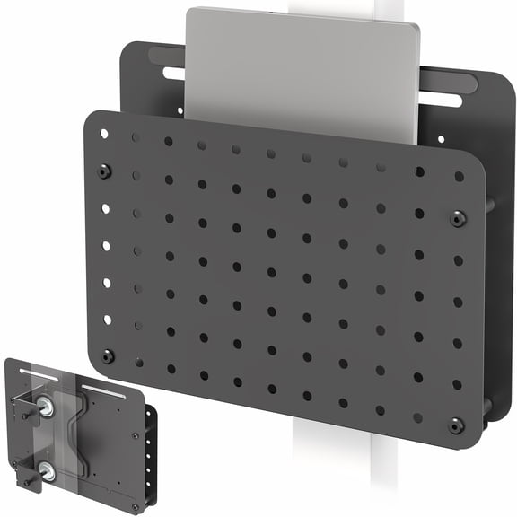 VIVO Steel Clamp-on Desk Leg Laptop Holder with Pegboard, Magnetic Tablet Sleeve