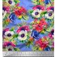 thumbnail image 1 of Soimoi polyester Crepe Fabric Leaves,Lotus & Anemone Floral Decor Fabric Printed Yard 42 Inch Wide, 1 of 1