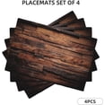 thumbnail image 4 of Dark Wood Placemats Set of 4 Vintage Natural Wooden Board Rustic Farmhouse Style Linen Place Mats Washable Table Mats 12x18 Inch for Kitchen Dining Decoration, 4 of 7