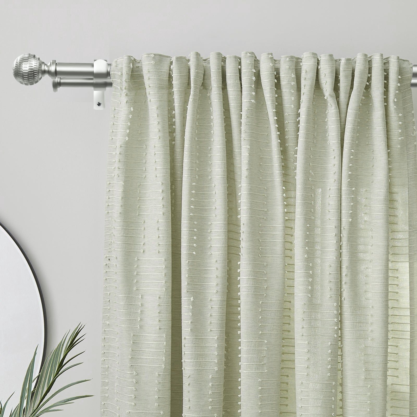 Ridicili 5/8" Telescoping Double Curtain Rods with Reticulated Ball Finials, Pewter,48"-84", 5/8 Inches Front and 1/2 Inches Back Double Window Drapery Rod