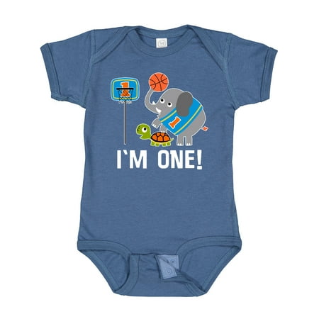 

Inktastic Basketball 1st Birthday for One Year Old Gift Baby Boy Bodysuit