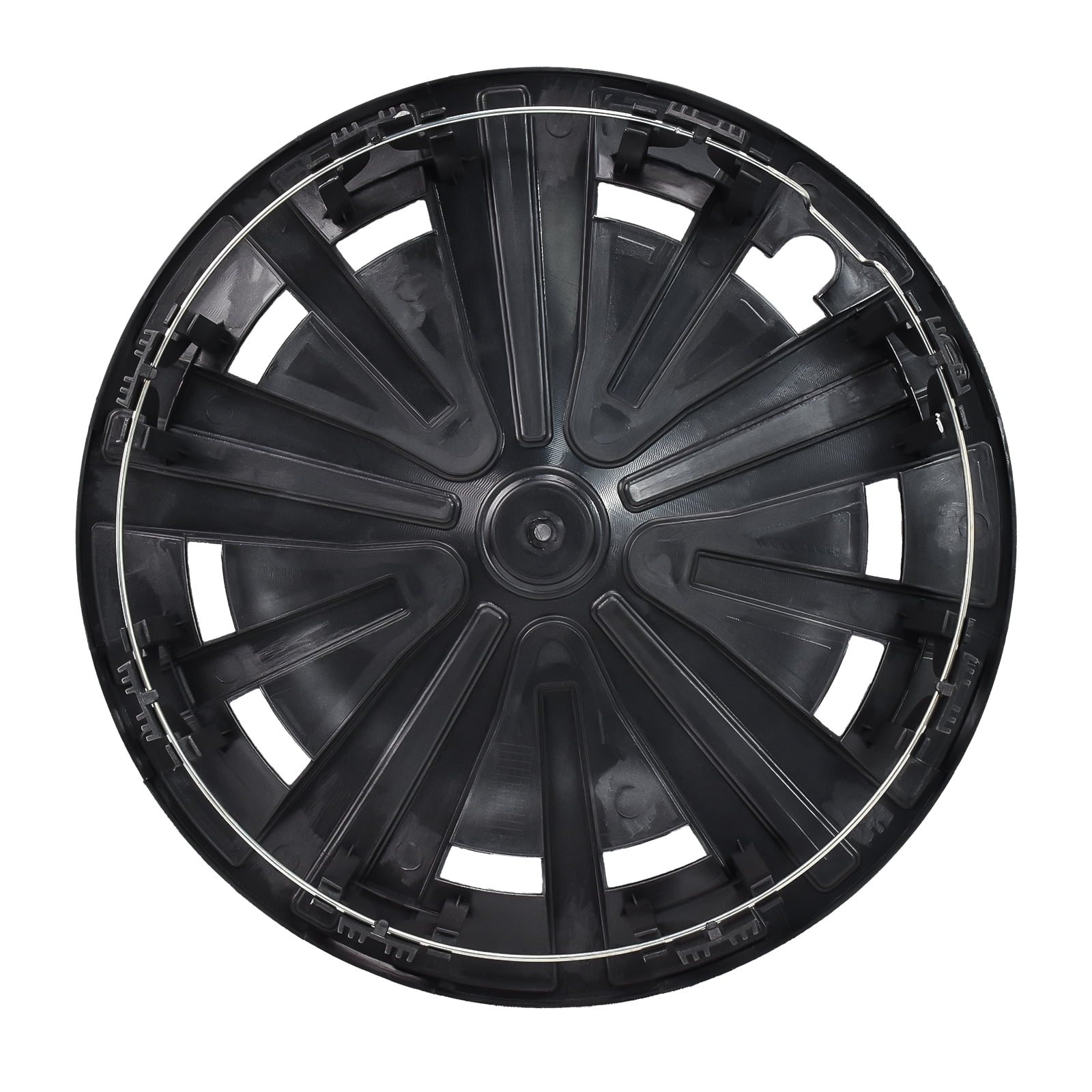 Hex Autoparts Hub Cap 15 inch Set of 4 fits R15 Tire & Steel Full Rim, Snap On Full Hubcaps Wheel Covers Universal for 15" Rims Black & Silver C-Type