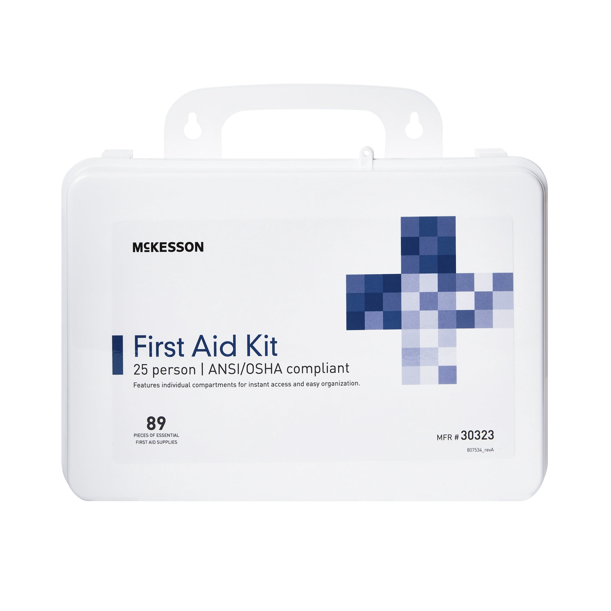 McKesson First Aid Kit for Office, School and Home, Wall Mounted, 87 Pieces, 25 Person, 1 Ct