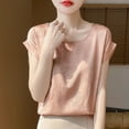 thumbnail image 1 of LOVZFMLL Hauts d'Été pour Femmes Mode Chandail Décontracté pour Femmes Couleur Unie Manches Courtes Col Rond, 1 of 3